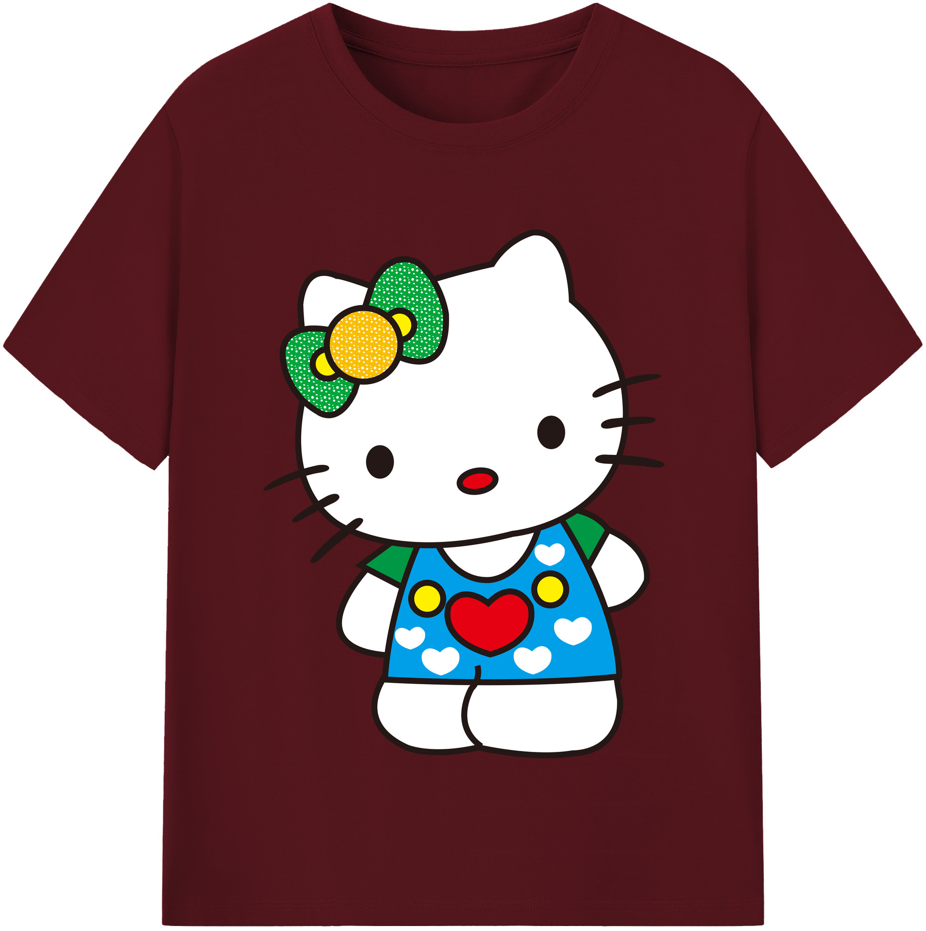 （画像用） Hello Kitty ハローキティ 綿100％半袖Tシャツ（フロントプリント）